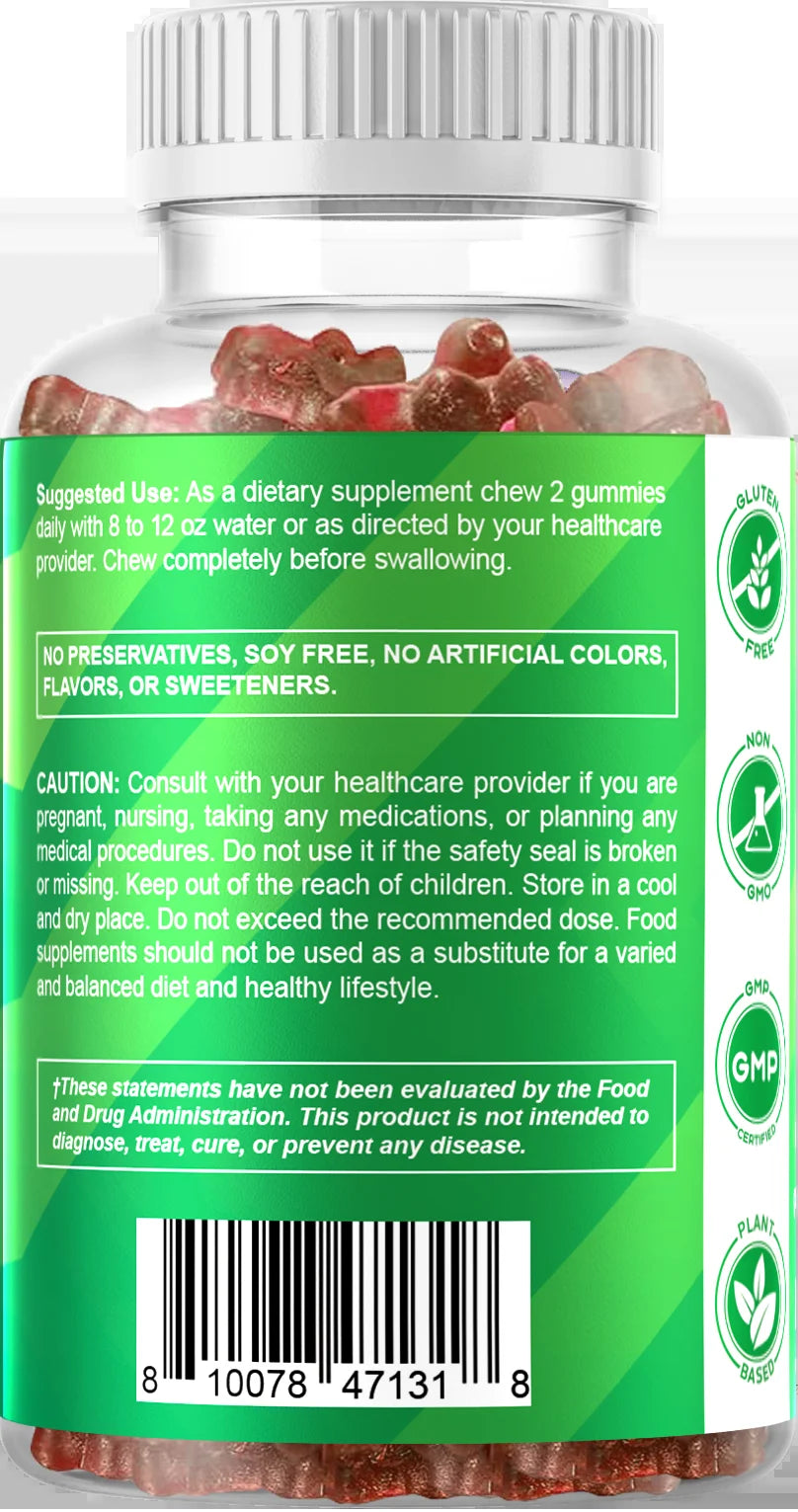 Irish Sea Moss Gummies - 3000 Mg - 60 Vegan Gummies - Made with Bladderwrack & Burdock Root - Seamoss Supplement for Thyroid, Energy, Immune Support