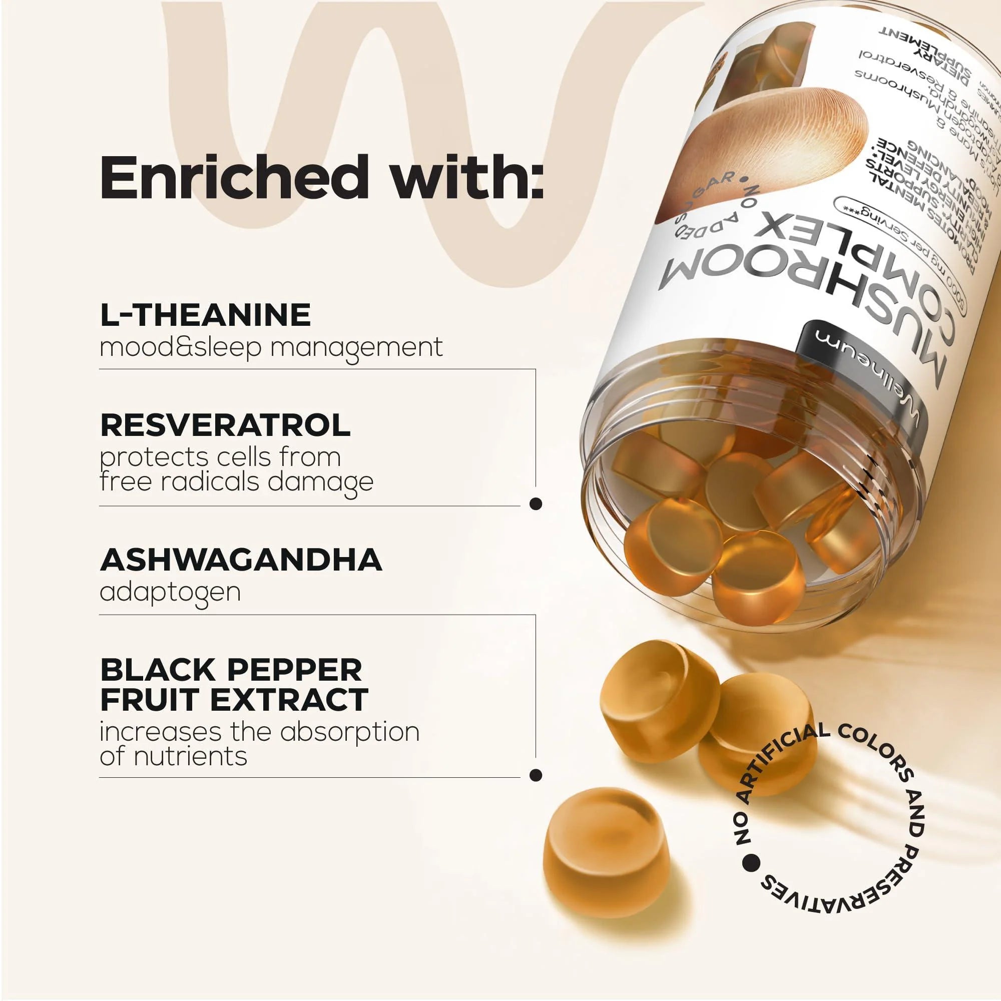 Mushroom Gummies 5000 Mg for Adults 2 Pack Lions Mane 9 Adaptogenic Mushrooms