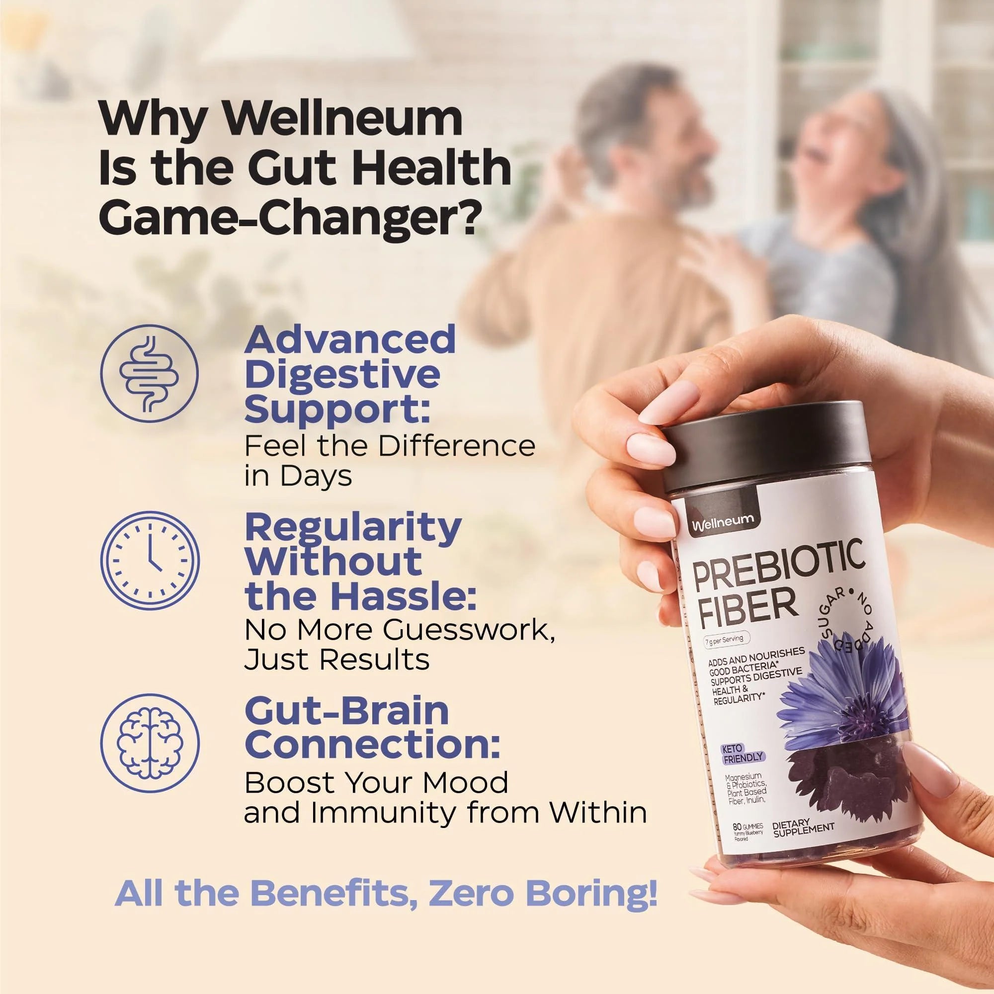 High Prebiotic Fiber Gummies for Adults 7G per Serving 160 Pcs Dietary Beet FOS